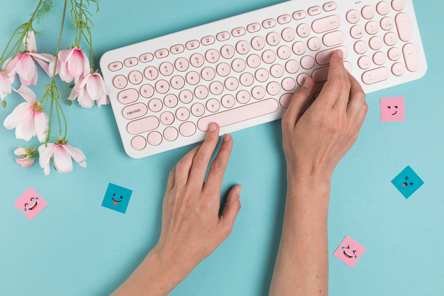 Custom designed keyboard stickers on a laptop.
