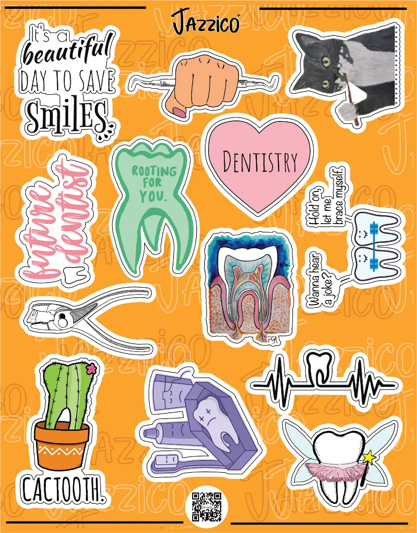 DENTISTS: STICKERS SHEET - STICKERS SHEET - Jazzico Co.