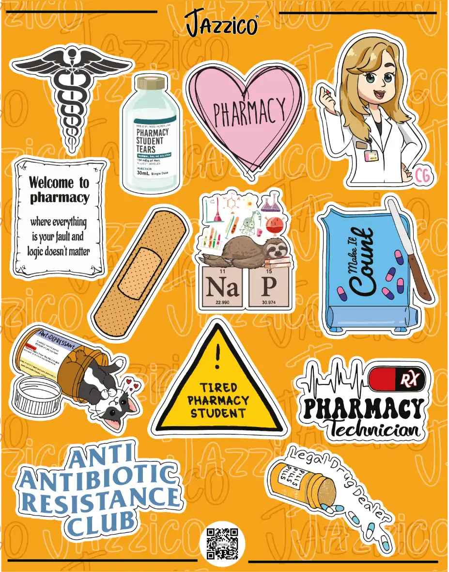 Pharmacy Dedicates: Stickers Sheet - STICKERS SHEET - Jazzico Co.