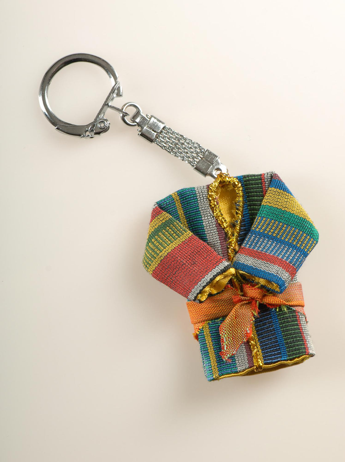 White keychain on a plain background.