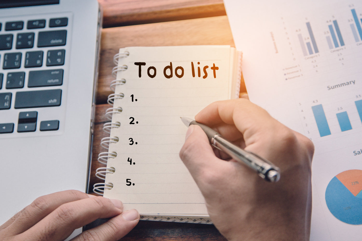 A person checking off tasks on a to-do list, symbolizing achievement and organization.