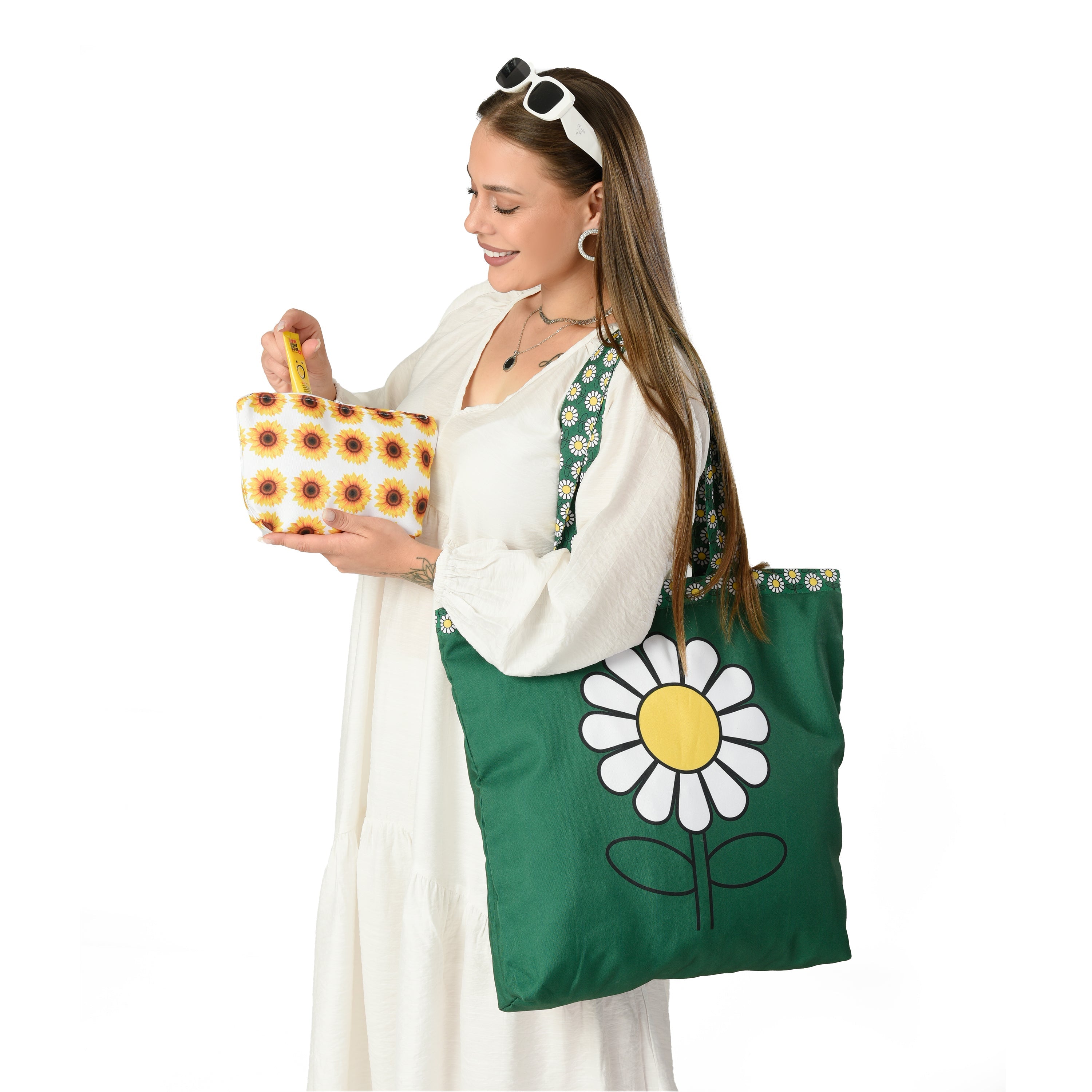 Sun Flower Tote Bag + Makeup Bag